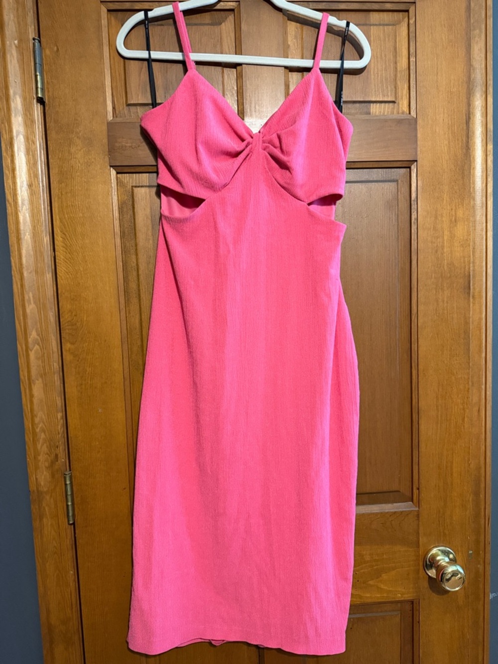 Guess Hot Pink Twist-Front Midi Dress